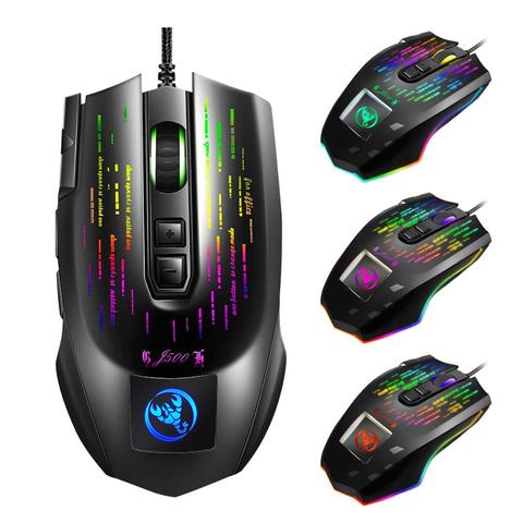 Souris de jeu J500 avec capteur optique filaire, 10000 DPI, rétroéclairage rvb, réglage de Photo personnalisé, 9 boutons programmables pour les joueurs sur PC ► Photo 1/6