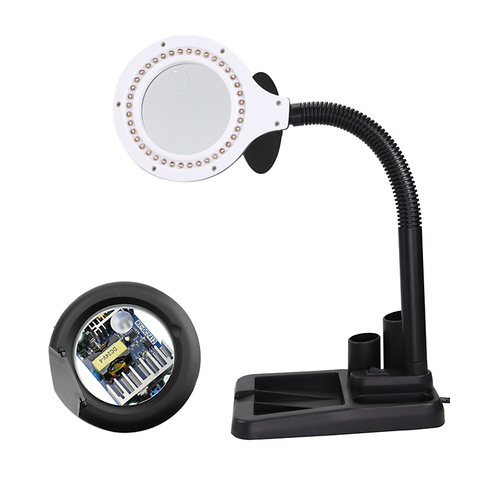 Lampe loupe Flexible 5X/10X USB 3 couleurs, loupe éclairée à Clip sur Table, bureau LED lecture grande lentille ► Photo 1/6