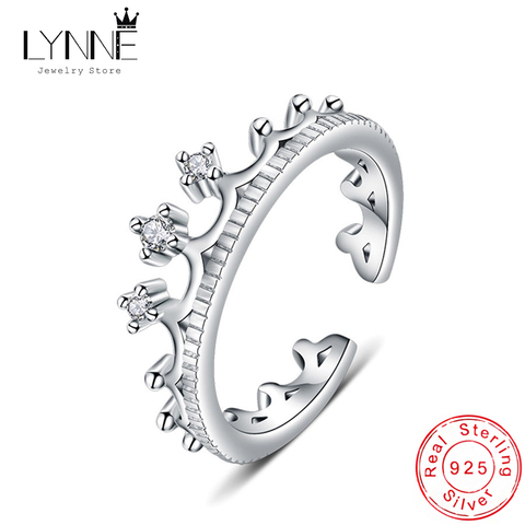 LYNNE – bague couronne en argent Sterling 925, bijoux ouverts et réglables, anneau de fête exquis en Zircon, cadeau d'anniversaire pour femmes et filles ► Photo 1/6