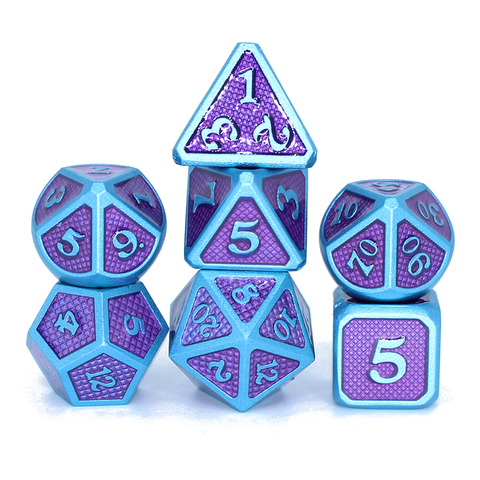 Dados rpg dés jeux de table promotion des ventes dés en métal polyèdre en alliage de Zinc numérique mdn dés 7 jeu D4 D6 D8 D10 D12 D20 dés ► Photo 1/6