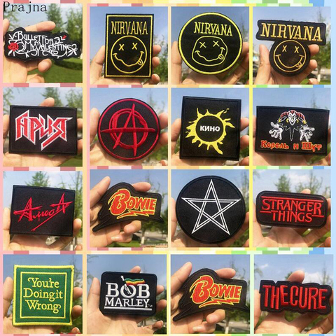 Pulaqi Nirvana Patch métal bande Patch patchs brodés rayure fer sur patchs pour vêtements lettre musique Rock bandes Badges bricolage ► Photo 1/6