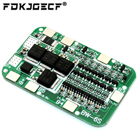 Carte de Protection de carte PCB BMS de 6S 15A 24V pour le Module de cellule de batterie au Lithium de Li-ion du paquet 18650 de 6 ► Photo 1/2