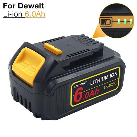 1/2 PIÈCES 18V 6.0Ah Li-ion Batterie pour Dewalt DCB184 DCB180 DCB181 DCB182 DCB183 DCB185 N123283 N123282 18V XR 20V Max Outil Électrique ► Photo 1/6