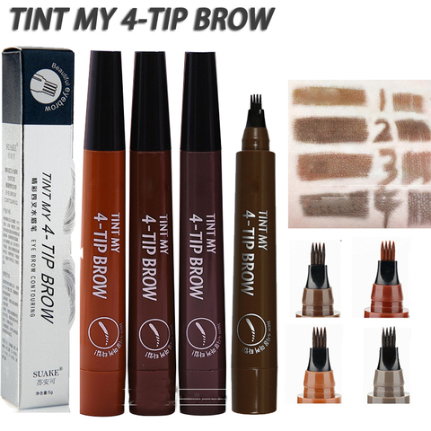 TINT MY 4-TIP BROW Liquid Eyebrow Pencil Waterproof Microblading Fork Tip Fine Sketch Eye Brow Professional Liquid Eye Brow Pen ► Photo 1/6