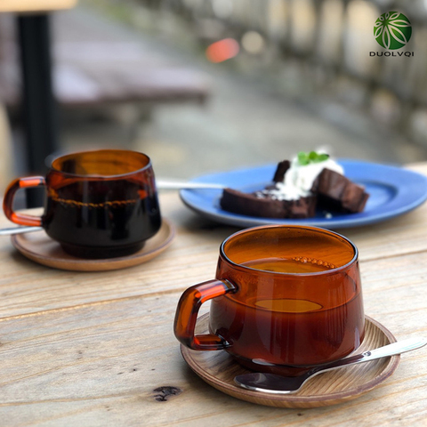 Duolvqi coloré tasse à café haute Borosilicate verre tasse à café gobelet caneca tazas thé jus lait eau tasse résistant à la chaleur ► Photo 1/6