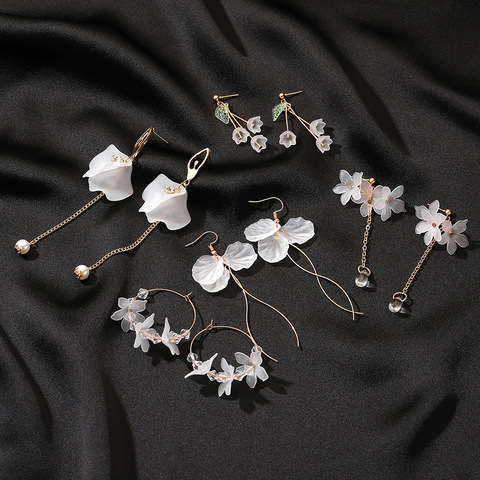 Boucles d'oreilles bohémiennes à fleurs faites à la main pour femmes, longues, multicouches, pétales de cristal, bijoux de fête de mariage, nouvelle collection ► Photo 1/6