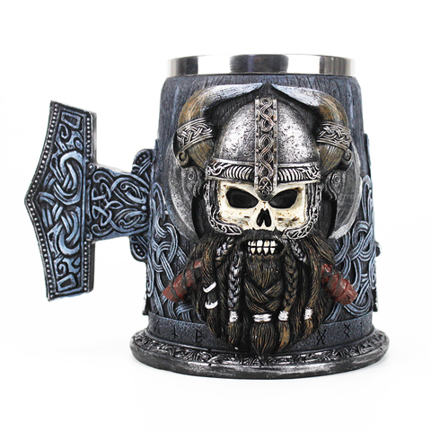 Danegeld Tankard tasse Viking conception Unique tasses en acier inoxydable insérer résine bière tasse fête Halloween cadeau ► Photo 1/6