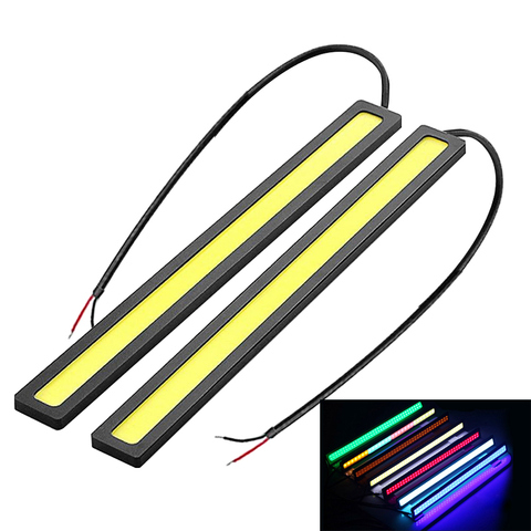 Bande lumineuse LED étanche pour voiture, 1x17cm, COB, bleu, rose, rouge, vert, ambre, feu de jour ► Photo 1/6