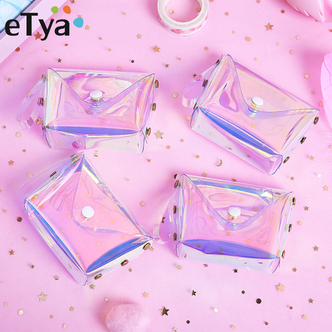 ETya-porte-monnaie Transparent en PVC pour femmes, petit portefeuille, Mini pochette pour enfants, sac à main à clé ► Photo 1/6