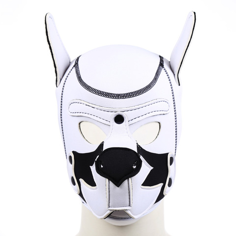 Masque à capuche pour hommes et femmes, Cosplay, chien Sexy blanc, Bondage érotique complet, masque pour hommes et femmes, Bdsm, esclave, chiot, fétiche, jeux pour adultes, jouets sexuels de Flirt ► Photo 1/6