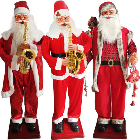 Bienvenue grand père noël qui se balance et 5.9 pieds de haut, jouant du saxophone avec de la musique électrique, grand père noël qui danse le père noël ► Photo 1/6