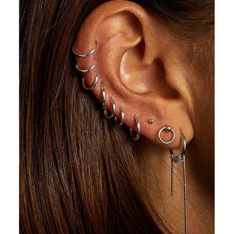 Lot de 6 petites boucles d'oreilles rondes en métal pour femmes et filles, accessoires de Piercing, bijoux géométriques ronds, Helix, nouveau Design Simple ► Photo 1/5