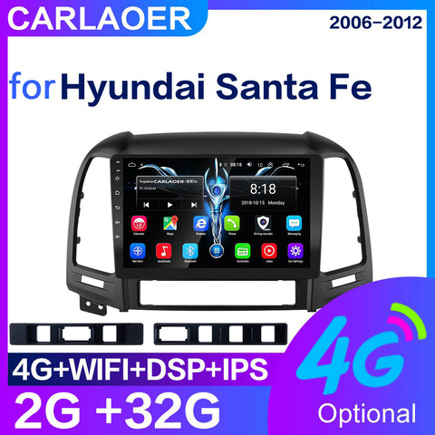 Autoradio Android 9.0, navigation GPS, WiFi, 4G, SIM, lecteur multimédia, vidéo, 2 din, sans dvd, unité centrale pour voiture Hyundai Santa Fe 2 (2006 – 2012) ► Photo 1/6