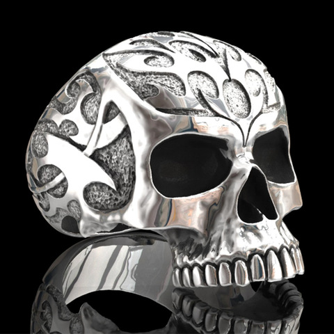 Bague Vintage Punk Rock pour hommes et femmes, motif de flamme exagéré, crâne, squelette de démon, Biker, bijoux, 2022 ► Photo 1/6