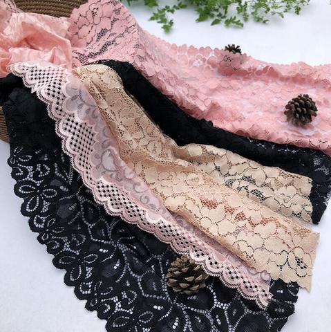 Tissu en dentelle élastique, 1 mètre, fleur couture rose noir Beige, dentelle extensible garniture, bricolage vêtement sous-vêtements soutien-gorge vêtements accessoires ► Photo 1/6