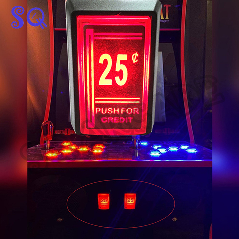Bouton-poussoir rouge de 25 cents pour pièce de crédit d'arcade,jeu qui fonctionne, à LED, avec micro-interrupteur, 1 unité, ► Photo 1/6