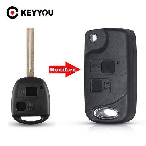 KEYYOU étui à clés de voiture pour Toyota Yaris Prado Tarago Camry Corolla TOY43 / TOY47 / TOY48 lame + bouton en caoutchouc 2/3 BTN ► Photo 1/6