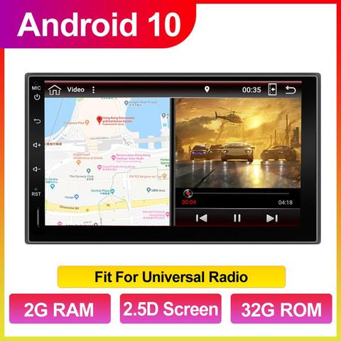 Autoradio Android 10, Quad Core, 2 go/32 go, Navigation GPS, DAB, universel, 2 Din, Wifi, mirrorlink, avec commandes au volant, pour voiture Nissan, Hyundai ► Photo 1/6