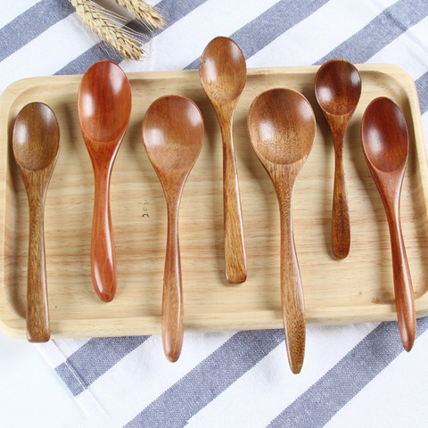 Cuillère à soupe au miel lait en bois | Offre spéciale ustensiles de table en bois massif cuillère à thé à Long manche cuillère à café bâtonnets d'accessoires de cuisine ► Photo 1/6