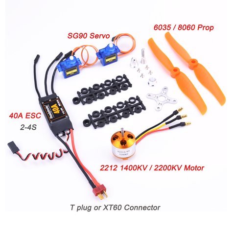 Moteur sans balais A2212 2212 1400KV/2200KV, Micro Servo 40a ESC 6035 / 8060 hélice SG90 9G pour avion à aile fixe RC hélicoptère ► Photo 1/5