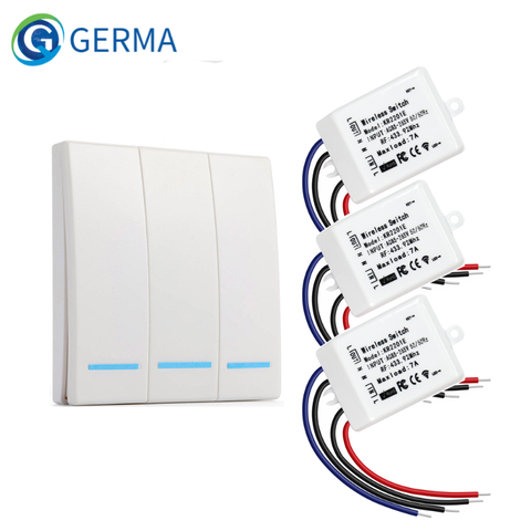 GERMA 433Mhz 86 Type Portable RF sans fil interrupteur lumière télécommande commutateur ca 110V 220V récepteur commutateur intelligent panneau mural ► Photo 1/6