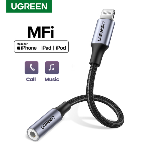 Adaptateur pour écouteurs Ugreen MFi Lightning à 3.5mm pour iPhone 12 11 Pro 8 7 Aux 3.5mm câble Jack pour accessoires adaptateur Lightning ► Photo 1/6