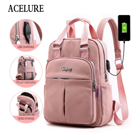 ACELURE Anti-vol USB Charge Nylon sac à dos étanche femmes école sacs à dos sac à dos sacs d'école adolescentes filles sac de voyage ► Photo 1/6