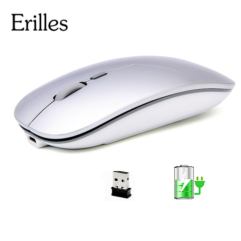 Souris sans fil optique Rechargeable bouton silencieux Mini souris Ultra mince optique Ultra-mince USB 2.4G pour ordinateur ordinateur portable ► Photo 1/6