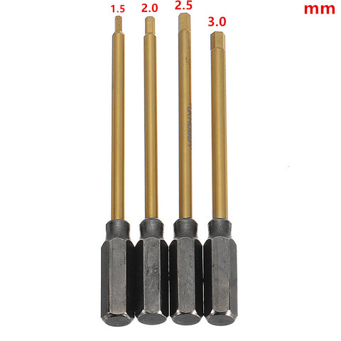 4 pièces durables en acier allié dur métal 6.35mm clés hexagonales tournevis outils Kit 1.5/2.0/2.5/3.0mm pour modèle hélicoptère RC ► Photo 1/6