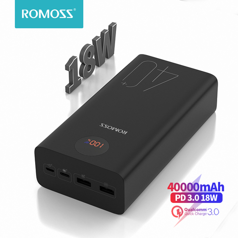 ROMOSS Zeus 40000mAh batterie d'alimentation 18W PD QC 3.0 chargeur de batterie externe de type-c de charge rapide bidirectionnelle pour iPhone Xiaomi ► Photo 1/6