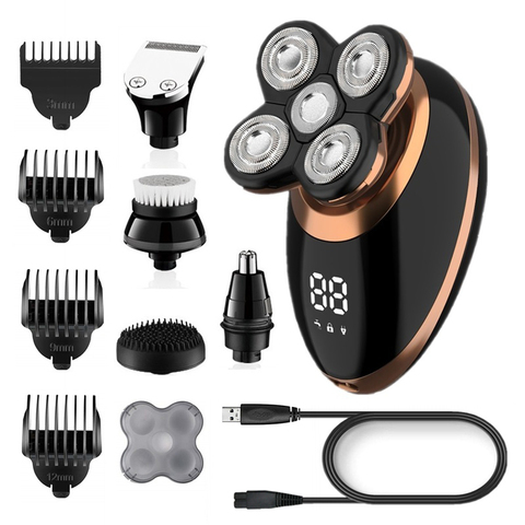 Kit de toilettage pour homme, rasoir électrique rechargeable, rasoir sec et humide, avec écran LCD ► Photo 1/5