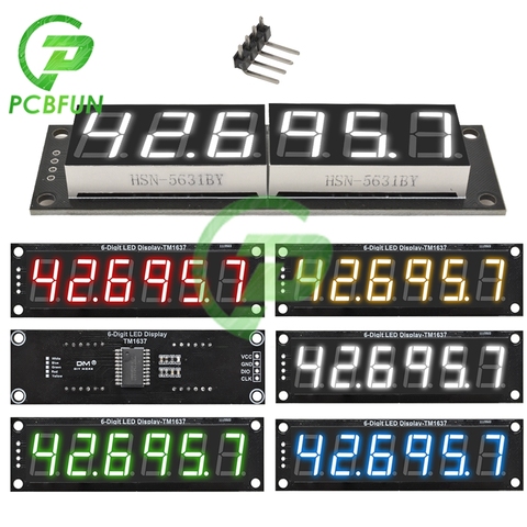 Module de Tube numérique TM1637 5V, 0.56 pouces, 6 chiffres, 7 segments, blanc/rouge/jaune/vert, pour Arduino ► Photo 1/6