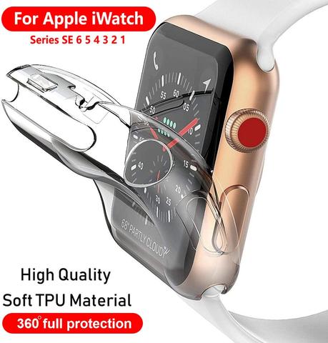 Coque de protection d'écran en TPU pour Apple Watch SE/6/5/4, 40MM, 44MM, mince et transparent, pour iWatch série 3/360, 38MM, 42MM, 2/1 ► Photo 1/6