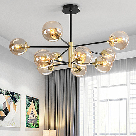 Plafonnier LED au design nordique moderne, composé de boules rondes, idéal pour un salon ou une chambre à coucher, E27, 5/8/10/12 ► Photo 1/6
