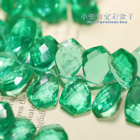 Une pièce AA perles en vrac vert quartz goutte à facettes pour bijoux à bricoler soi-même faisant FPPJ perles en gros nature ► Photo 1/2