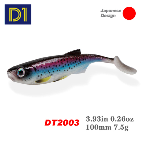 D1 appâts de pêche à appâts souples larve t-tail Swimbait 75mm/4g 100mm/7.5g flottant creux artificiel Wobblers basse brochet appâts attirail ► Photo 1/5