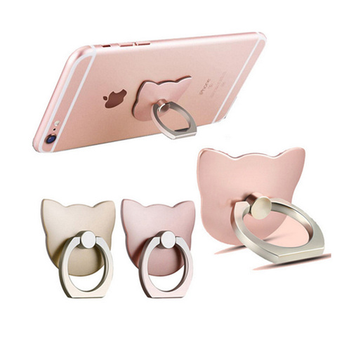 Chat doigt anneau support Mini mignon en plastique PC support de téléphone pour iphone samsung 360 Rotation doigt anneau support ► Photo 1/3