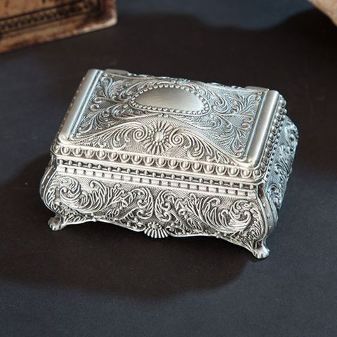 Bijoux Vintage bibelot boîte Rectangle boîte métallique boîte florale petite boîte de rangement cadeau ► Photo 1/6