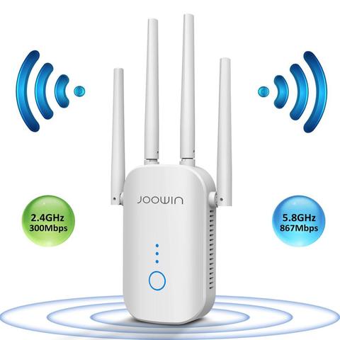 Répéteur Wi-Fi sans fil 2.4/5 Ghz, 1200 mb/s, amplificateur de Signal longue portée, avec 4 antennes ► Photo 1/6