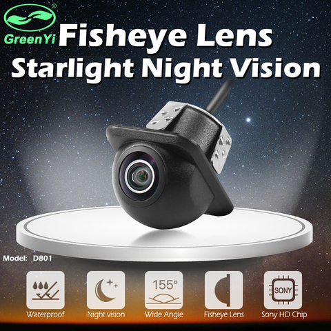 GreenYi – caméra de vue latérale arrière pour véhicule, yeux de poisson, Starlight, Vision nocturne, chapeau de paille étanche, caméra de voiture avec foret inclus ► Photo 1/6