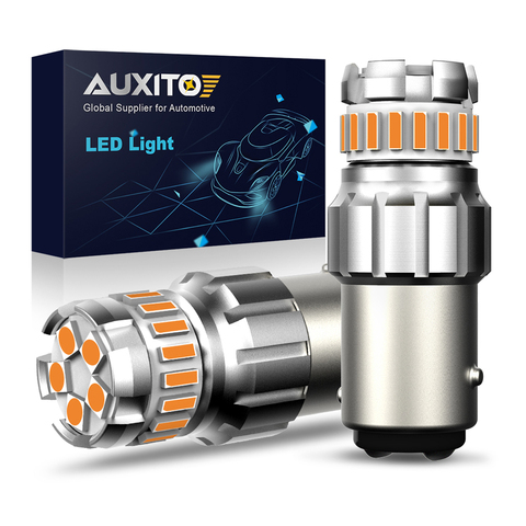 AUXITO 2 pièces 1157 LED blanc jaune 7507 Bay15d P21/5W LED Canbus lampe conduite DRL Position de stationnement frein queue voiture ampoule 12V ► Photo 1/6