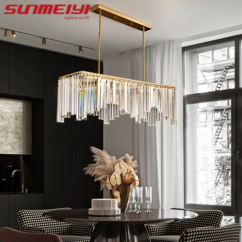 Cuivre cristal lustres lampe à LED or pendentif lustre éclairage pour salon salle à manger chambre Loft lampe lampadario ► Photo 1/5