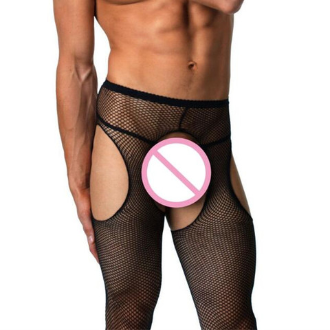 Collants Sexy à entrejambe ouvert pour hommes, petits bas en maille pour Porno exotique, sous-vêtements masculins, Lingerie pour adultes ► Photo 1/3