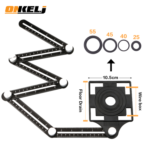 ONKE L.J 6-fold en alliage d'aluminium Angle Finder règle de mesure perforé moule modèle outil localisateur guide de forage trou de tuile ► Photo 1/6