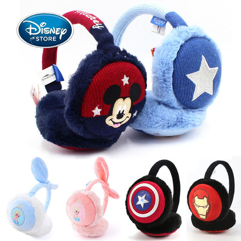 Protège-oreilles Disney Elsa pour bébés filles, couvre-oreilles chauds d'hiver en peluche pour enfants, couvre-oreilles de dessin animé Spiderman ► Photo 1/6