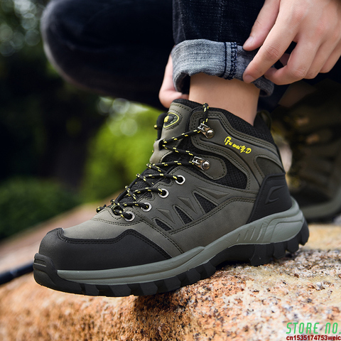 Chaussures de randonnée imperméables et montantes pour hommes, baskets de montagne décontractées et chaudes, pour l'alpinisme et la chasse ► Photo 1/1