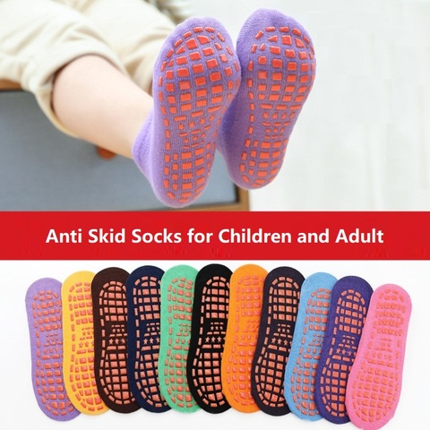 Chaussettes antidérapantes pour bébés et adultes, chaussettes antidérapantes, garçons et filles, sol souple, pour l'extérieur, pour les fêtes, courtes, flexibles, Trampoline ► Photo 1/6