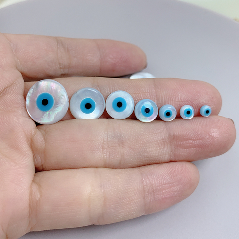 10 Pcs/Pack Mauvais Œil Perles Naturelles Perles de Coquille Pour Bracelet Collier bijoux à bricoler soi-même Faisant Des Accessoires 4/5/6/8/10/12/15mm ► Photo 1/6