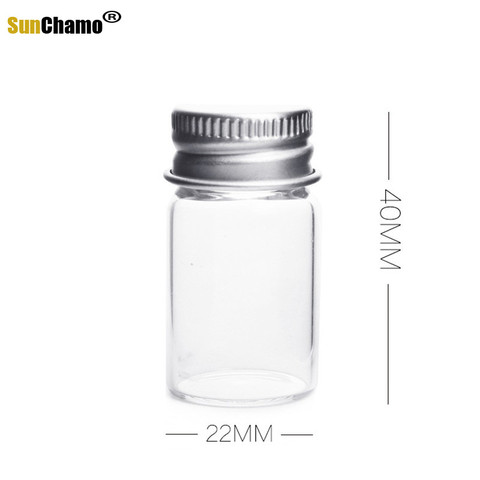 Bouteilles en verre transparent anti-fuite de 7ml 22x40mm, bocaux avec bouchon de bouteille en aluminium pour bricolage, échantillon de Message de souhait, flacons de parfum pour Nail Art ► Photo 1/6