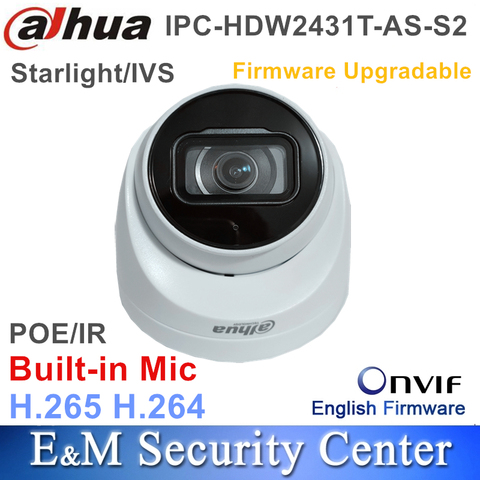 Dahua – caméra réseau Starlight IPC-HDW2431T-AS-S2, 4mp, IP, POE, IVS, WDR, IR, produit d'origine, anglais, remplace le modèle IPC-HDW4433C-A ► Photo 1/1